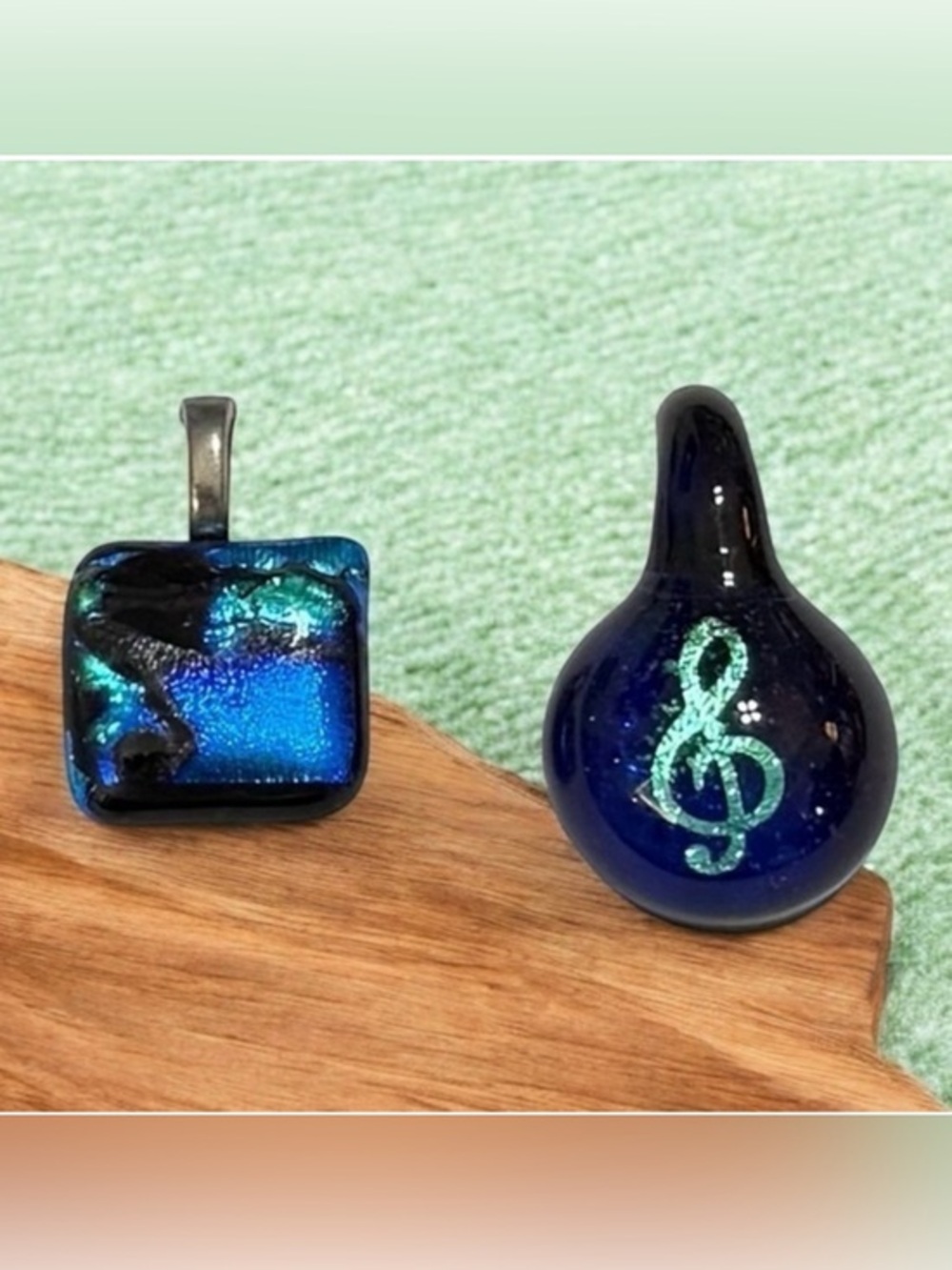 🫶🏻 Blue and Green Glass Art Pendants